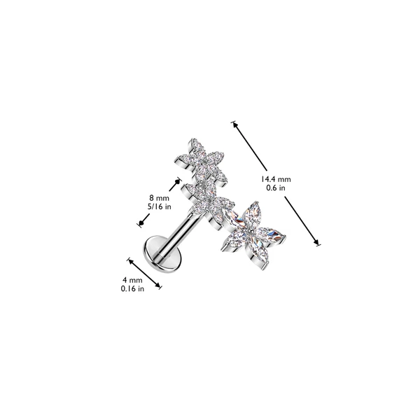 Ezüst Színű 316L Orvosi Acél Push-in Labret Piercing Csillagos Dísszel