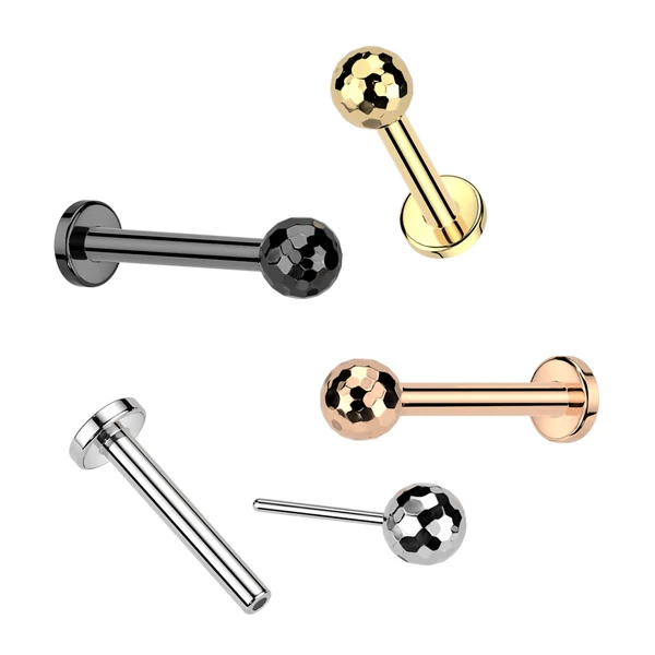 Fekete Színű Kör Alakú Titánium Egyenesszárú Push-in Labret Piercing