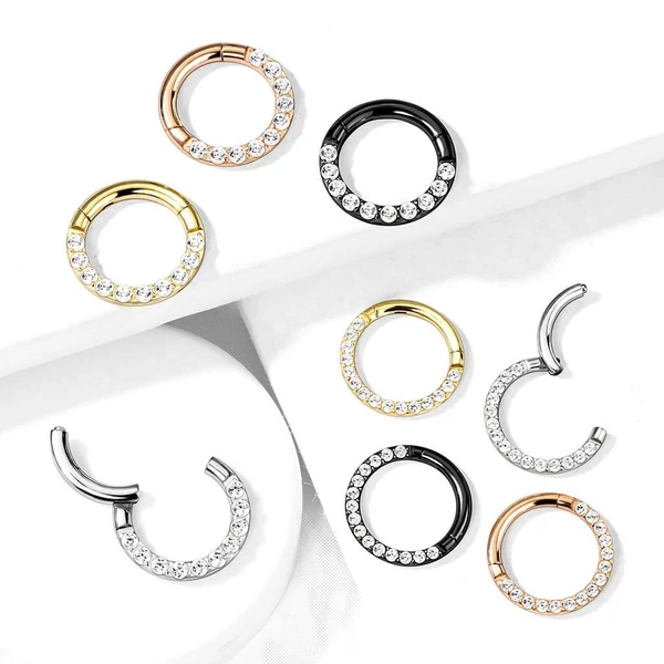 A & ONE Arany Színű Titánium Karika Piercing Kövekkel