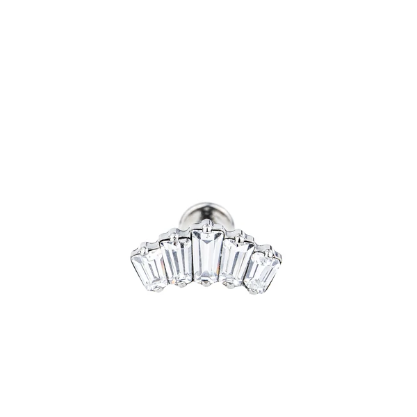 A & ONE Ezüst Színű Titánium Labret Piercing Fehér Cirkónia Kövekkel