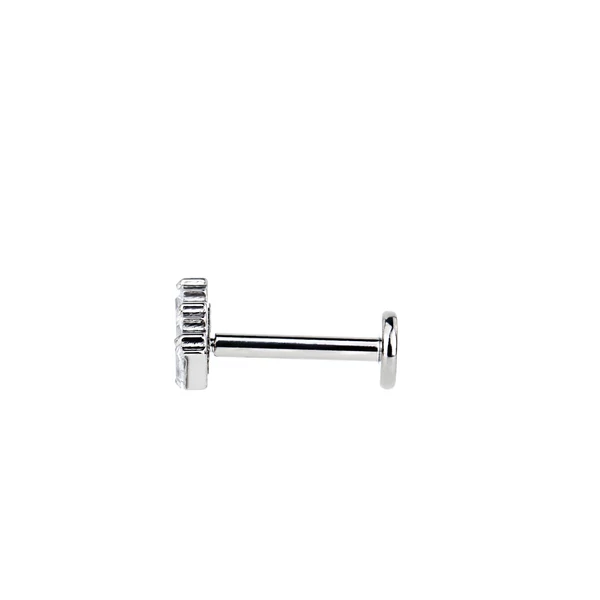 A & ONE Ezüst Színű Titánium Labret Piercing Fehér Cirkónia Kövekkel