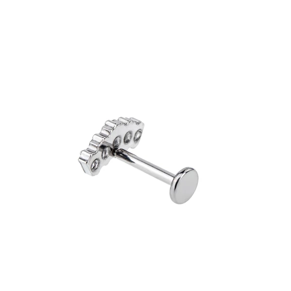 A & ONE Ezüst Színű Titánium Labret Piercing Fehér Cirkónia Kövekkel