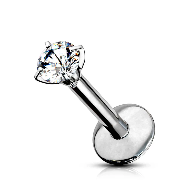 A & ONE Ezüst Színű Titánium Labret Piercing Kővel