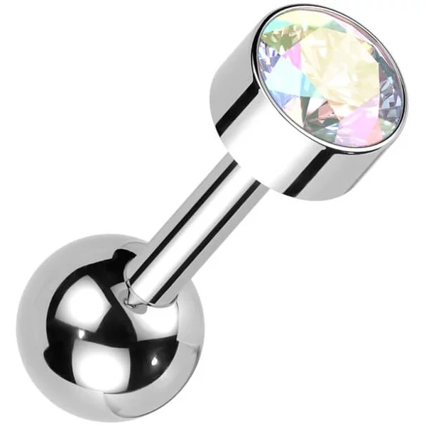 A & ONE Ezüst Színű Titánium Barbell Piercing Színváltós Kővel
