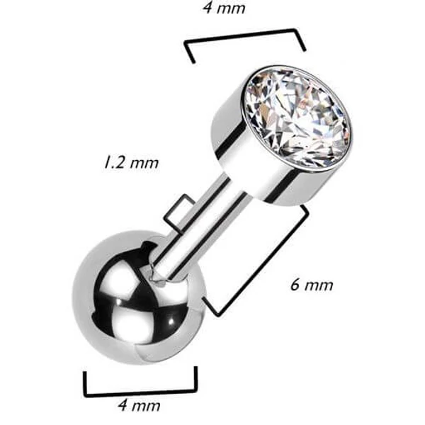 A & ONE Ezüst Színű Titánium Barbell Piercing Színváltós Kővel