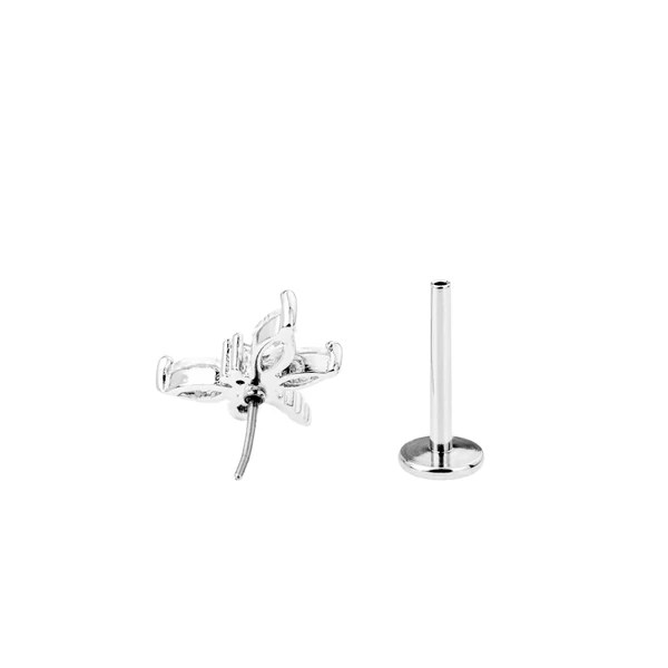A & ONE Ezüst Színű 316L Orvosi Acél Labret Piercing Réz Szitakötő Dísszel