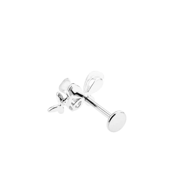 Ezüst Színű 316L Orvosi Acél Labret Piercing Réz Pillangó Dísszel
