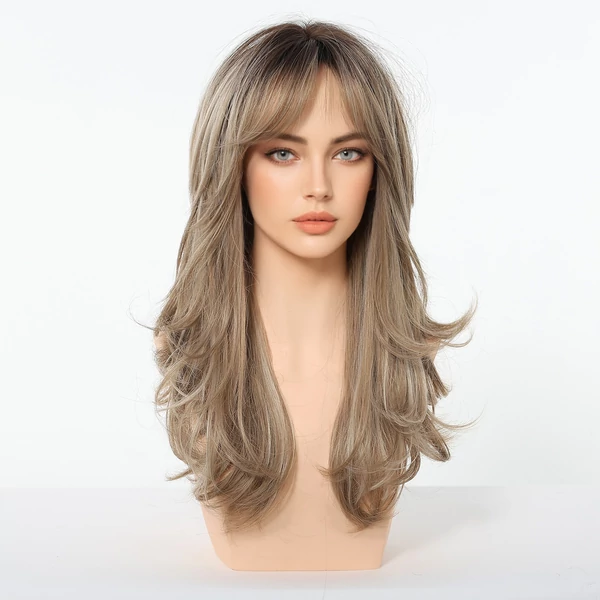 Melírozott Hamvas Szőke Hosszú Paróka - 56 cm