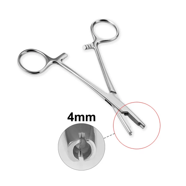 A & ONE 316L Orvosi Acél Piercing Rögzítő Fogó (4mm), Sterilizált Tasakban