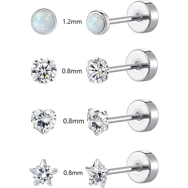 A & ONE Piercing Szett 316L Cirkónia Kővel - 4 pár