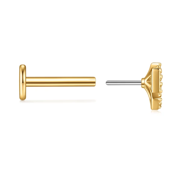 316L Orvosi Acél Arany Színű Push-in Labret Piercing Pillangó Dísszel