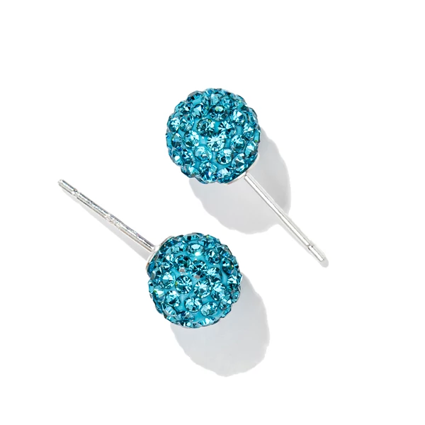 A & ONE S925 Ezüst Gömb Fülbevaló Türkizkék Swarovski® Kövekkel