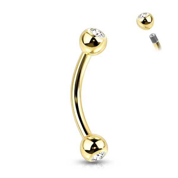 Arany Színű Titánium Szemöldök Piercing Kővel