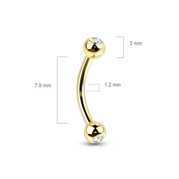 Arany Színű Titánium Szemöldök Piercing Kővel