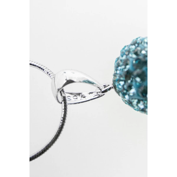 A & ONE S925 Ezüst Gömb Fülbevaló És Nyaklánc Szett Világoskék Swarovski® Kövekkel