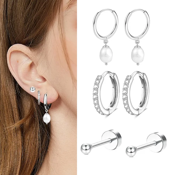 A & ONE Ezüst Színű Orvosi Acél Piercing Szett - 6 db